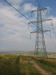 Good view of a Pylon and looking back at the radio masts on Hamledon. 