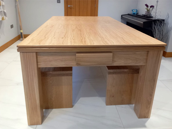 7ft Oak Pool diner with long leg