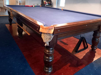 9ft E. J Riley solid mahogany snooker table