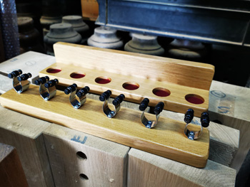 Solid oak two piece wall mounted cue rack