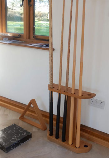 Solid oak cue rack